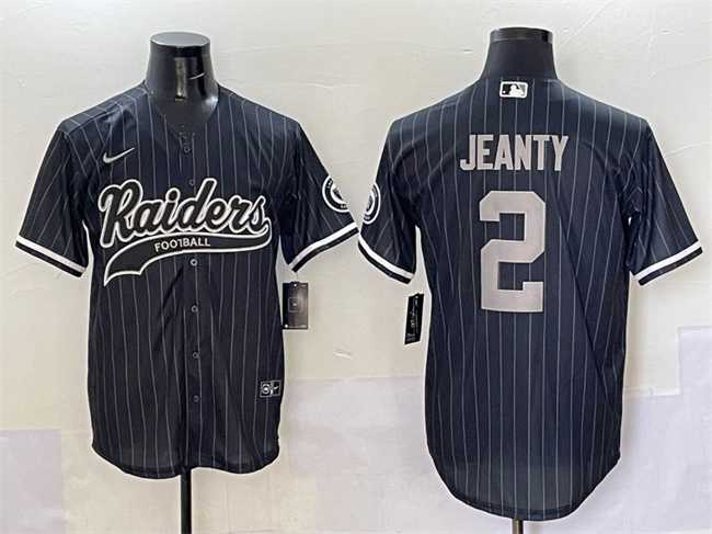 Mens Las Vegas Raiders #2 Ashton Jeanty Black Cool Base Stitched Baseball Jersey->las vegas raiders->NFL Jersey